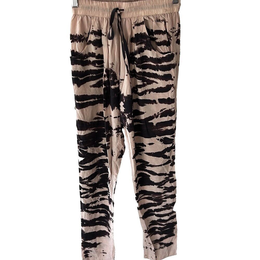 Gypsy 05 Silk Pants Size XS Tie Dye Pull On Pockets Elastic Tie Waist Brown